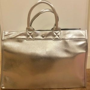 Quilted Koala Metallic Silver East West City Bag